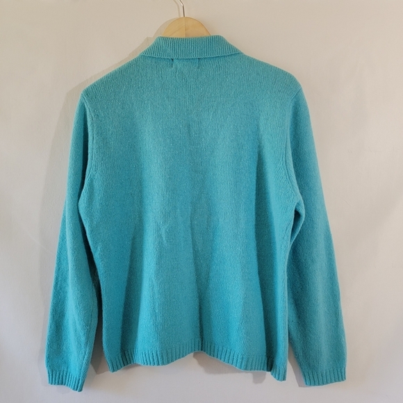 Beldoch Popper Women's Royal Blue Lambswool Angora Full-Zip Sweater Sz S Collar - Picture 2 of 10